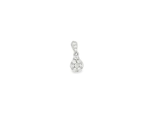 18K White Gold Pear-Shaped Pendant with Natural Round Diamonds